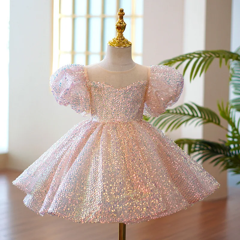 Prestation de piano, robe à paillettes pour petite fille, spectacle d'anniversaire d'une demoiselle d'honneur, robe de l'enfant de l'hôte, robe de princesse pour enfant d'un an – Image 3