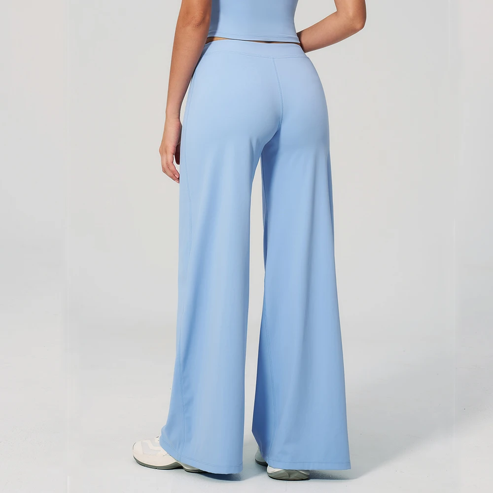 Pantalon droit pour femme, taille haute, jambes larges, pantalon de yoga respirant, ample et confortable, idéal pour la salle de sport, la course à pied et les loisirs.