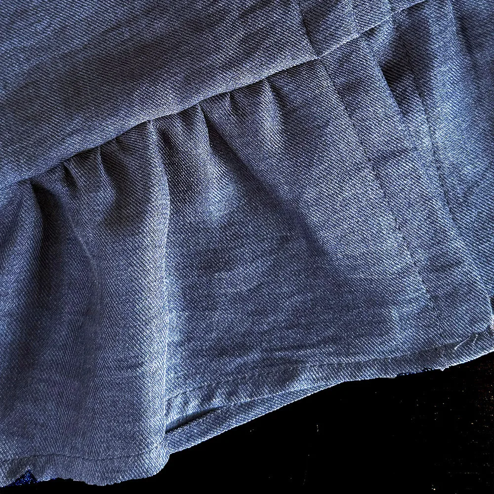 Ensemble deux pièces pour enfants Bear Leader, version coréenne, fille, bleu imitation denim, haut sans manches et pantalon large. – Image 5