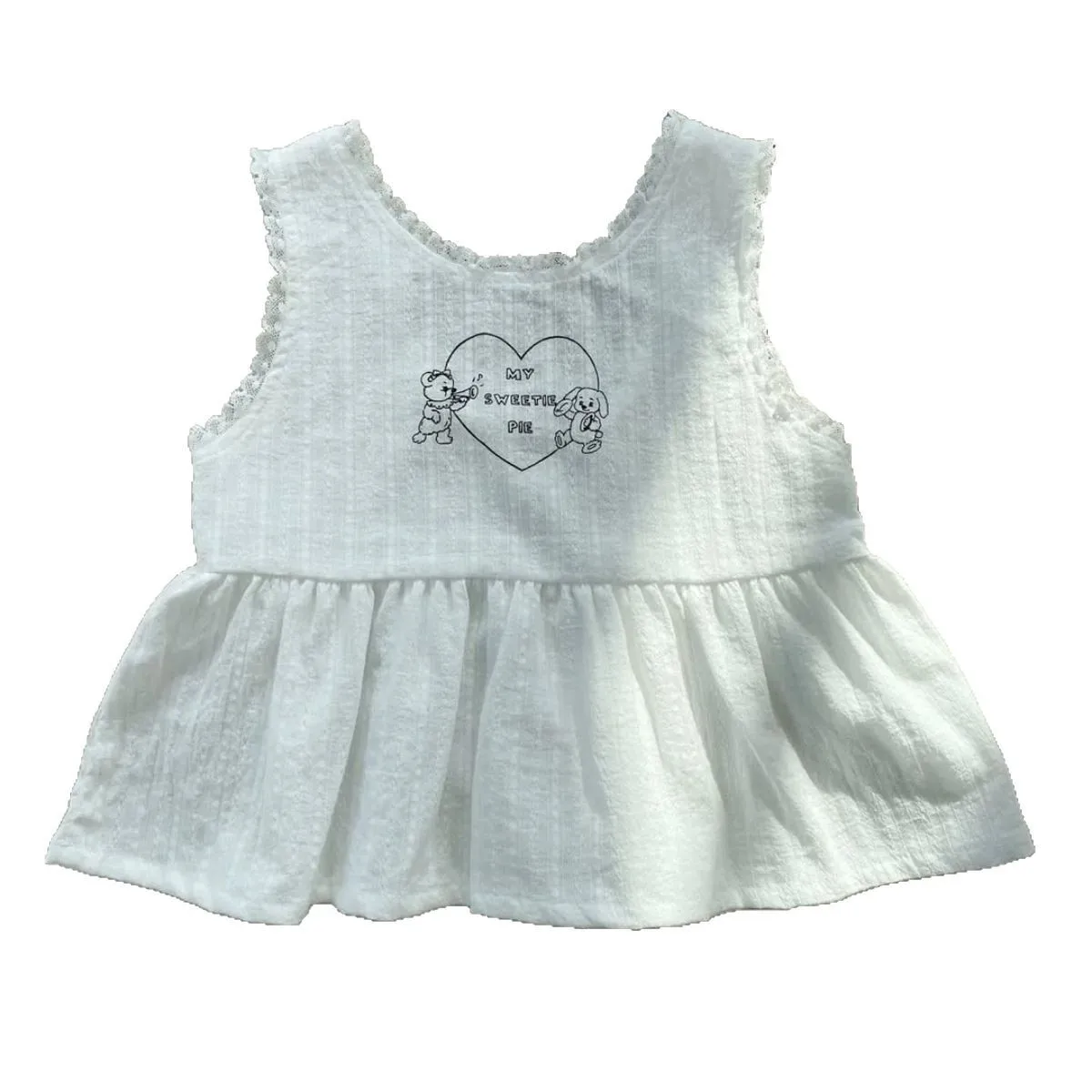 2026 Été Nouveau Bébé Fille Chemises Sans Manches Filles Mignon Dessin Animé Imprimé Bow Tops Coton Bébé Doux Gilet En Dentelle Vêtements Pour Tout-Petits – Image 6