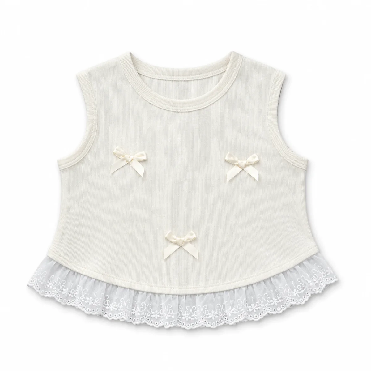 1pcs Été Filles Version coréenne Tops doux Gilet d'arc pour enfants Enfant Casual Couleur unie T-shirt sans manches Bébé Vêtements de mode – Image 5