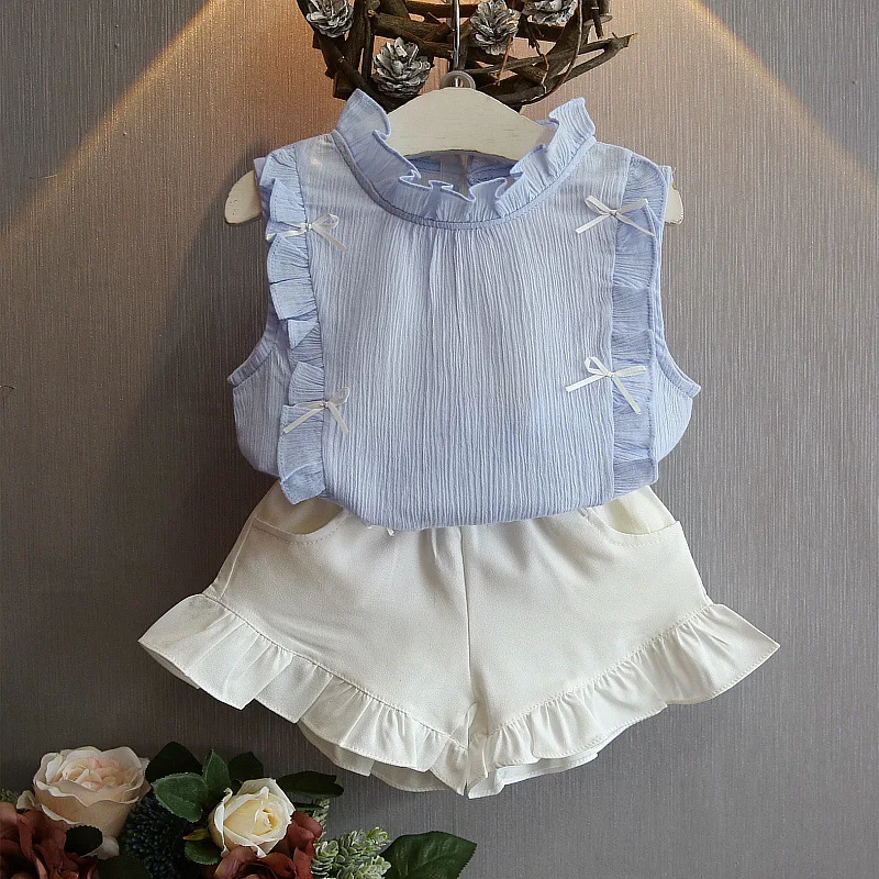 Ensemble d'été pour bébé fille : T-shirt imprimé + short. Vêtements de mode pour enfants de 0 à 5 ans.