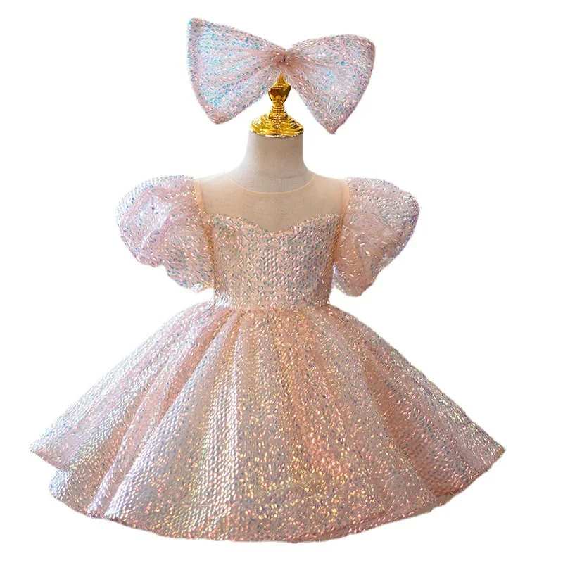 Prestation de piano, robe à paillettes pour petite fille, spectacle d'anniversaire d'une demoiselle d'honneur, robe de l'enfant de l'hôte, robe de princesse pour enfant d'un an – Image 5