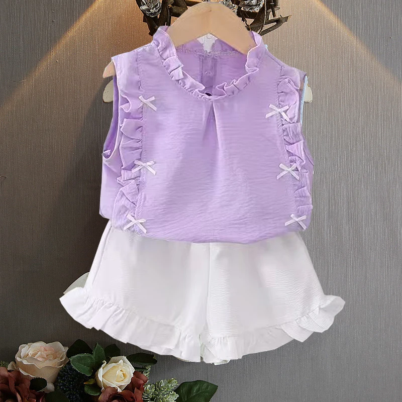 Ensemble d'été pour bébé fille : T-shirt imprimé + short. Vêtements de mode pour enfants de 0 à 5 ans. – Image 2