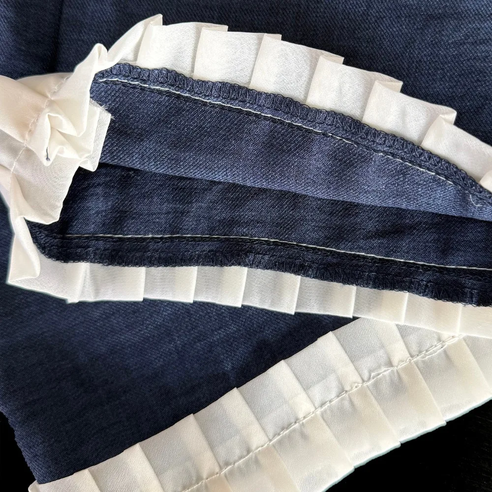 Ensemble deux pièces pour enfants Bear Leader, version coréenne, fille, bleu imitation denim, haut sans manches et pantalon large. – Image 4
