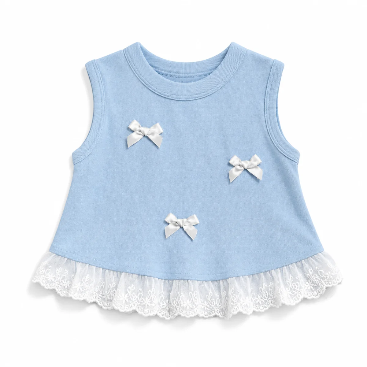 1pcs Été Filles Version coréenne Tops doux Gilet d'arc pour enfants Enfant Casual Couleur unie T-shirt sans manches Bébé Vêtements de mode – Image 7