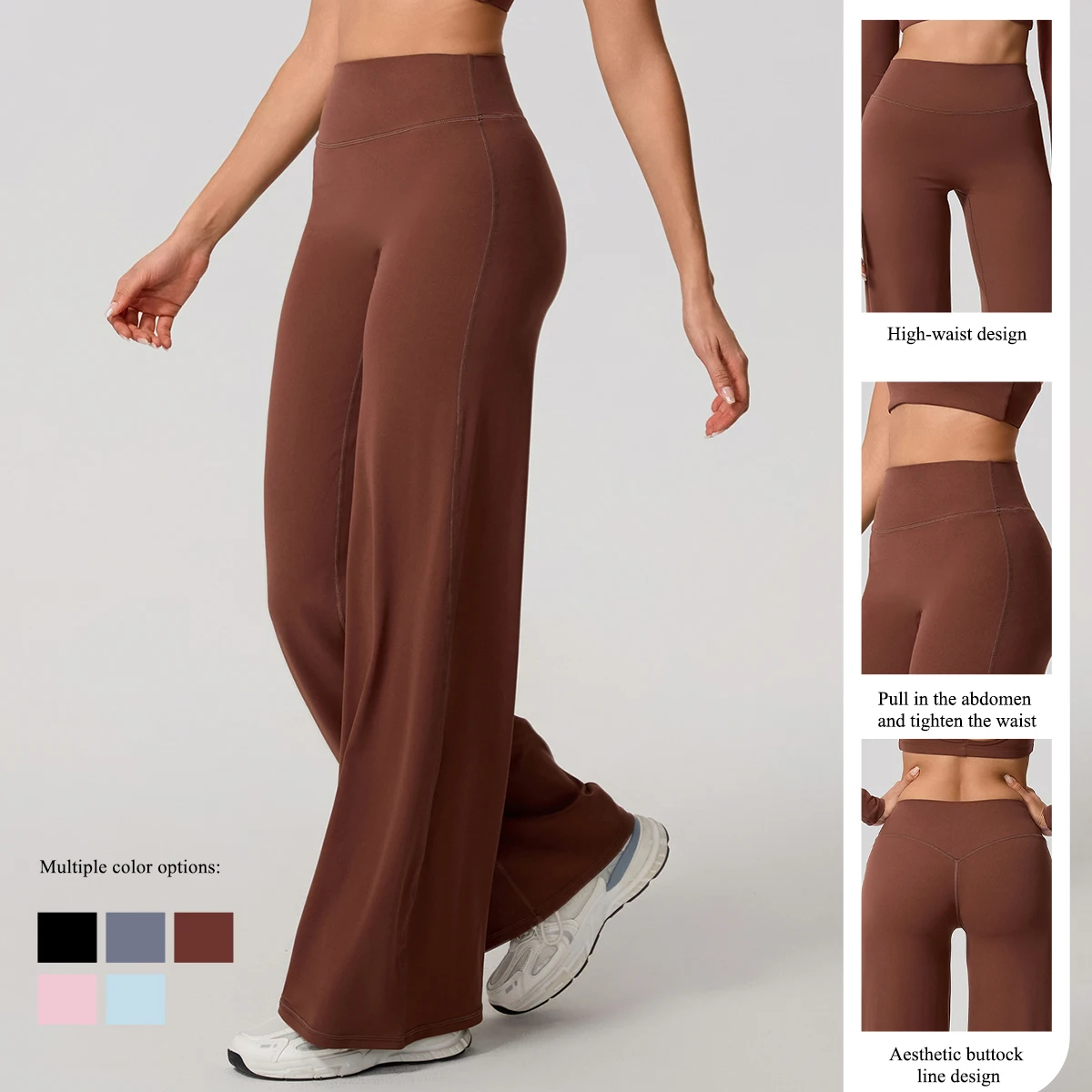 Hearuisavy Women Yoga Straight Pants High Waist Wide Leg Stretch Workout Trousers Comfy Fitness Gym Lounge Flare Sports Leggings – Image 3