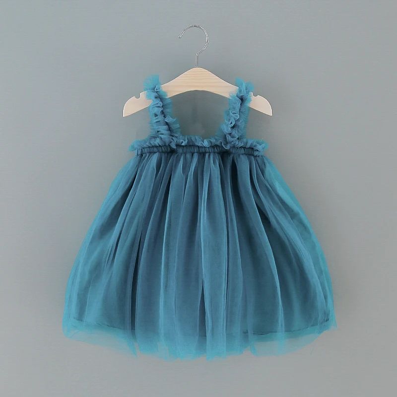 Robe en tulle pour bébé fille, ravissante robe d'été unie plissée sans manches, robe tutu de fête pour enfant, vêtements roses de baptême de princesse