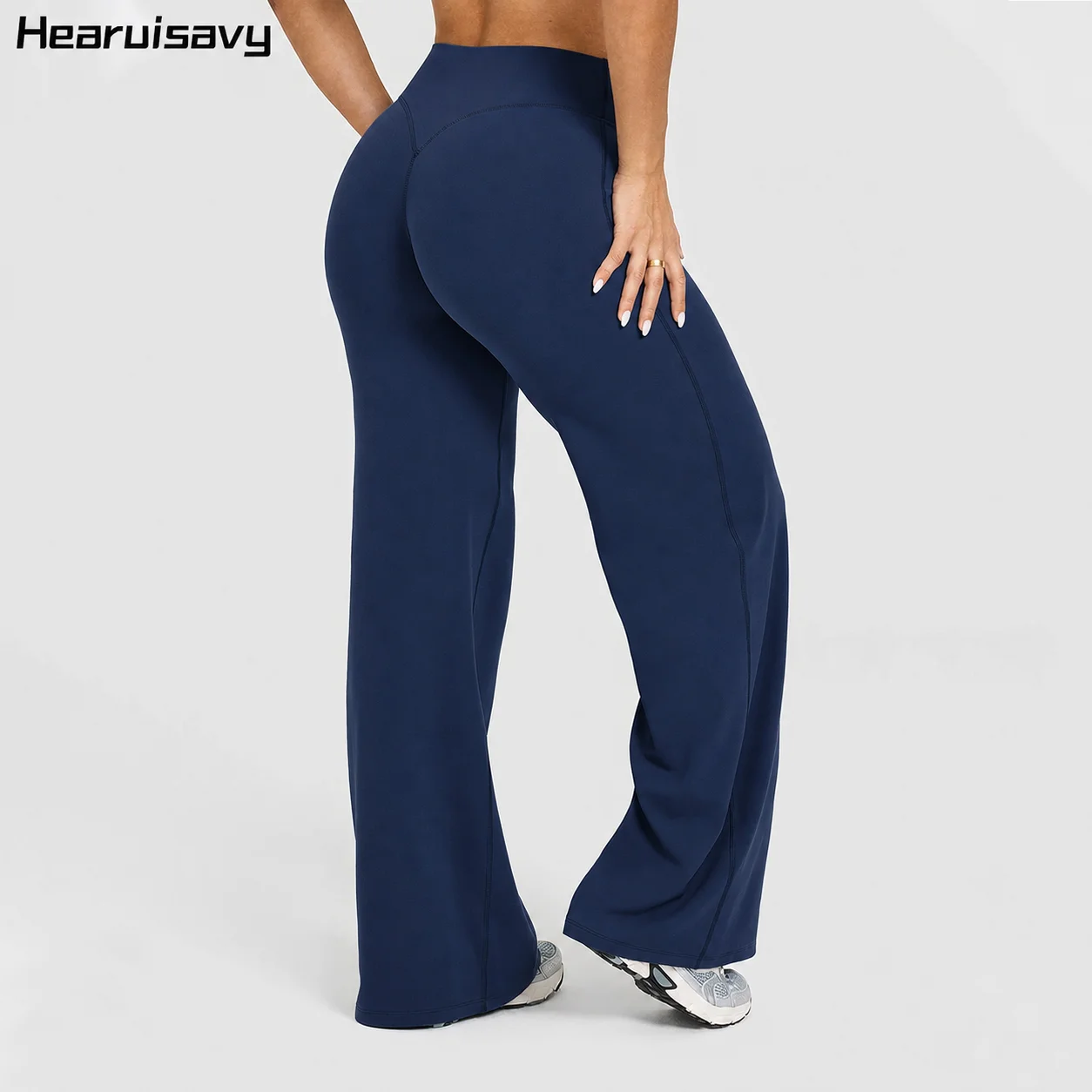 Hearuisavy Women Yoga Straight Pants High Waist Wide Leg Stretch Workout Trousers Comfy Fitness Gym Lounge Flare Sports Leggings
