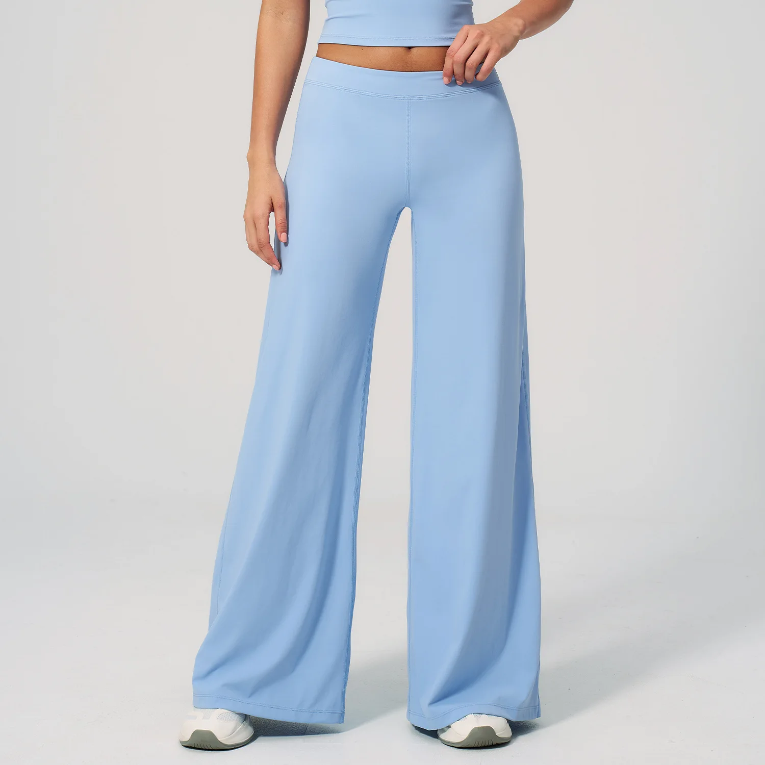 Pantalon droit pour femme, taille haute, jambes larges, pantalon de yoga respirant, ample et confortable, idéal pour la salle de sport, la course à pied et les loisirs. – Image 7