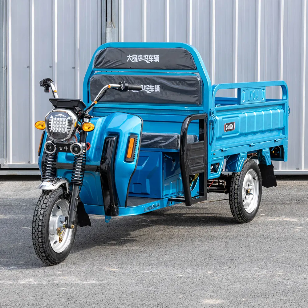 Tricycle électrique Senka EEC 1,3 m à 3 roues, très populaire, pour l'agriculture, le transport de marchandises et les travaux agricoles. Batterie au lithium.