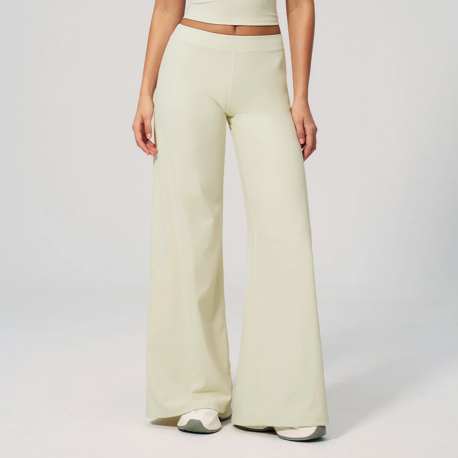 Pantalon droit pour femme, taille haute, jambes larges, pantalon de yoga respirant, ample et confortable, idéal pour la salle de sport, la course à pied et les loisirs. – Image 3