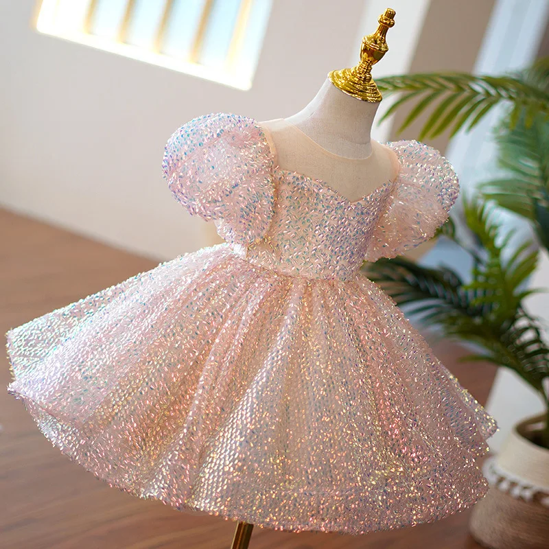 Prestation de piano, robe à paillettes pour petite fille, spectacle d'anniversaire d'une demoiselle d'honneur, robe de l'enfant de l'hôte, robe de princesse pour enfant d'un an – Image 2