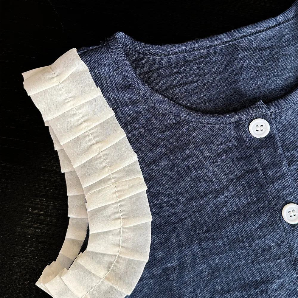 Ensemble deux pièces pour enfants Bear Leader, version coréenne, fille, bleu imitation denim, haut sans manches et pantalon large. – Image 3