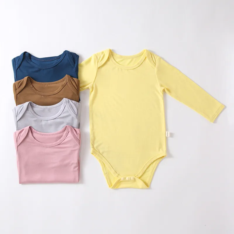 Body d'été à manches longues pour nouveau-né et bébé, en coton, avec boutons, vente en gros OEM. – Image 2