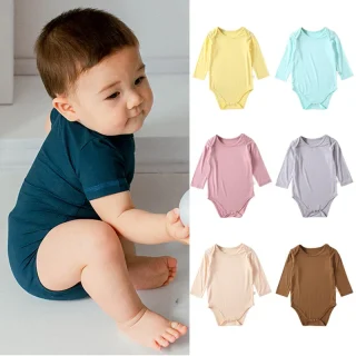 Body d'été à manches longues pour nouveau-né et bébé, en coton, avec boutons, vente en gros OEM.