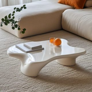 Table basse moderne pour salon, couleur crème, design style nuage, table d'appoint pour salon, meubles de maison