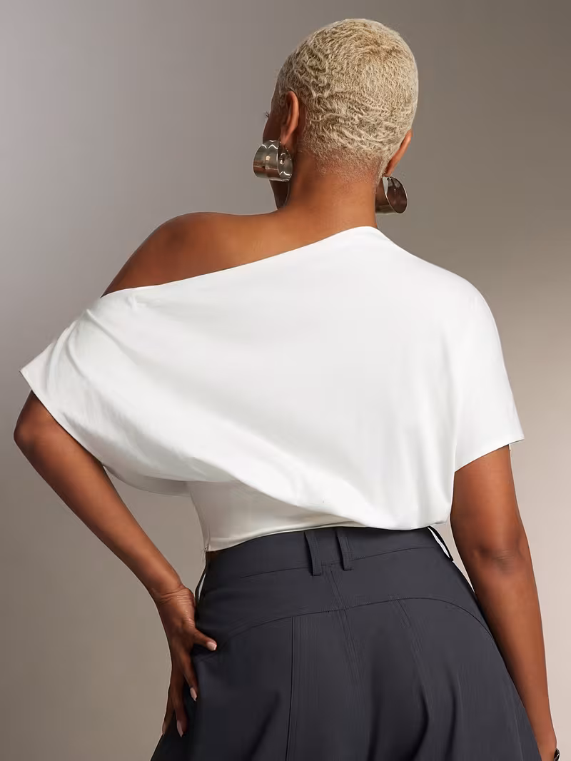Haut évasé épaules dénudées, haut de mode pour tous les jours, T-shirt tendance – Image 3