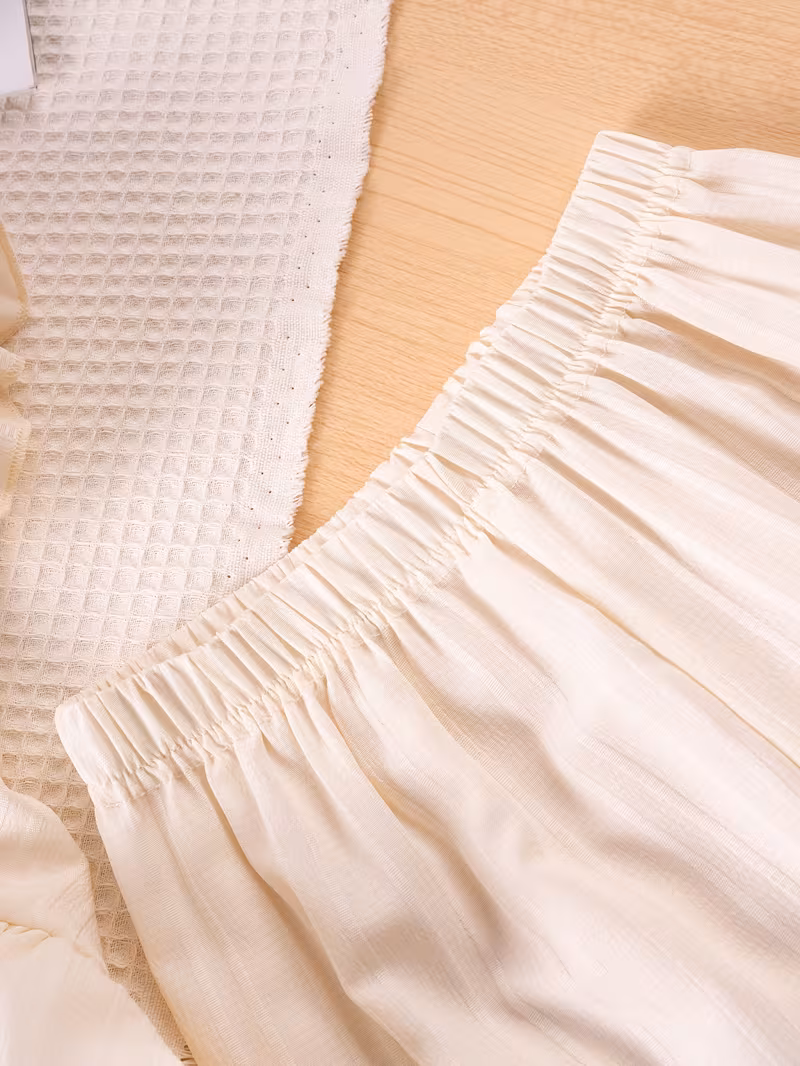Ensemble d'été décontracté pour filles avec volants, manches courtes plissées et pantalon long, idéal pour le quotidien et les jeux en extérieur, parfait pour les fêtes d'anniversaire et les rassemblements, une idée cadeau parfaite pour l'extérieur. – Image 4