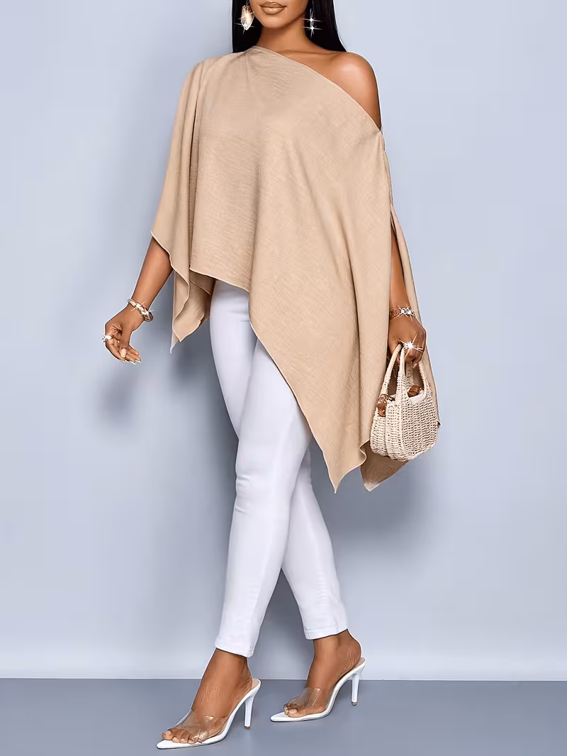 Chemise châle ample à manches cape, à la mode et élégante pour femme