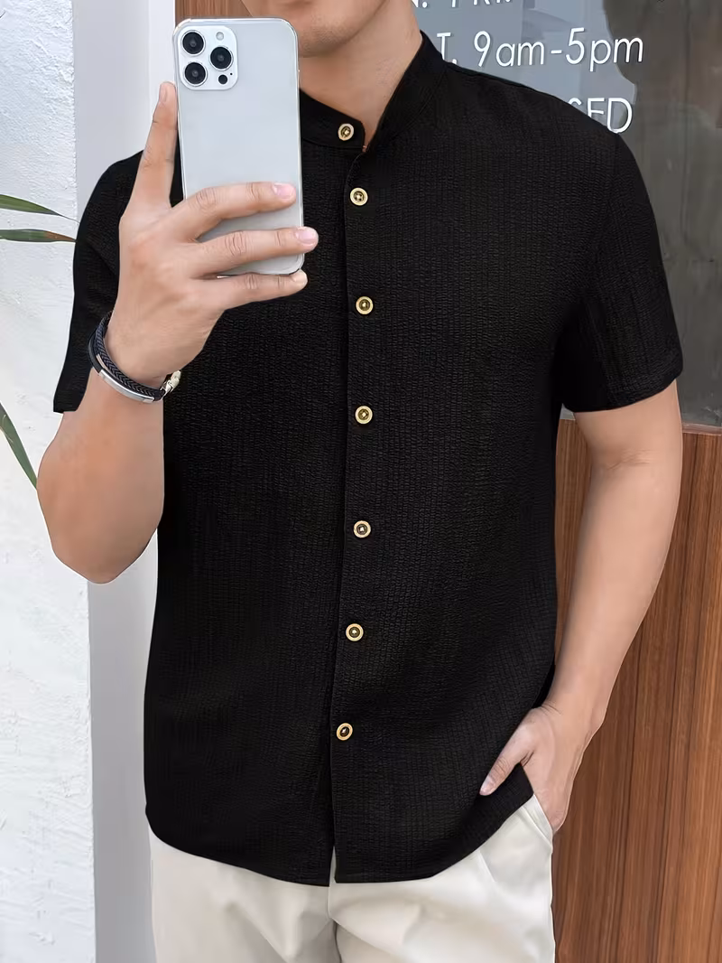 chemise de jeunesse à manches courtes et couleur unie pour adolescent