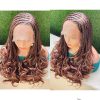 Perruque en fibre Kanekalon à dentelle complète sans colle, transparente, avec bonnet ajustable, à pointes bouclées et tresses en boîte, vente en gros