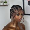 Perruques Tressées Sans Colle en Gros Cheveux Humains Vierges Naturels Brut, Perruques Tressées Full Lace HD Transparente 360