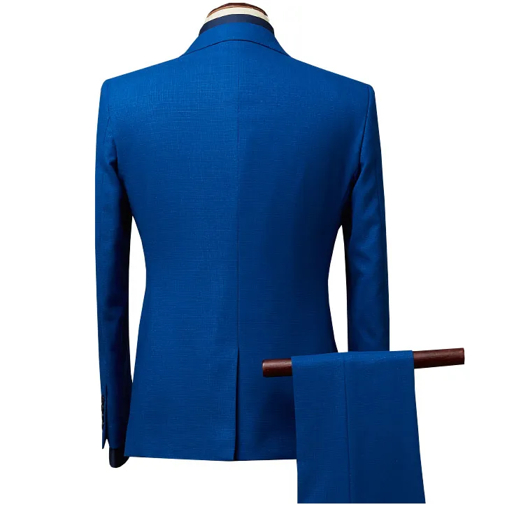 Costume de mariage haut de gamme sur mesure, deux pièces, bleu, croisé, coupe ajustée (veste + pantalon) – Image 4