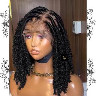 Perruque courte noire Passion Twist : Perruque déesse Dreadlocks avec bordure en dentelle intégrale